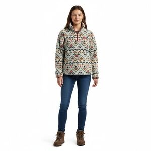 Eddie Bauer Sherpa Fleece Pullover Jacket Quarter Zip Multi Color Women's Size S